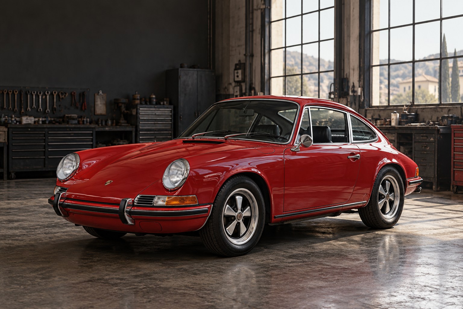 KI-Visualisierung: restaurierter klassischer Porsche 911